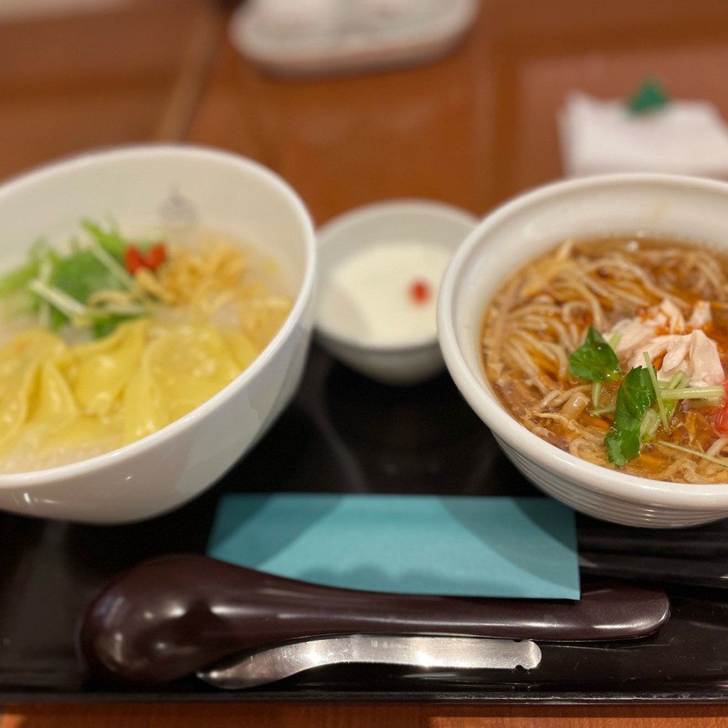 ユーザーが投稿したワンタン引&ハーフ麺の写真 - 実際訪問したユーザーが直接撮影して投稿した中央中華料理粥餐庁 仙台エスパル店の写真