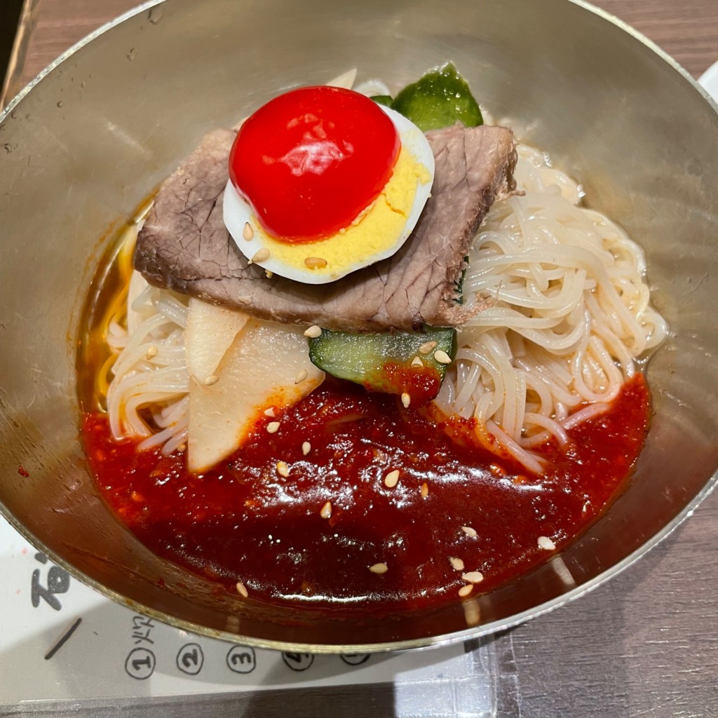 ユーザーが投稿した石焼ビビムパハーフ麺の写真 - 実際訪問したユーザーが直接撮影して投稿した梅田韓国料理韓国料理 bibim LUCUA大阪店の写真