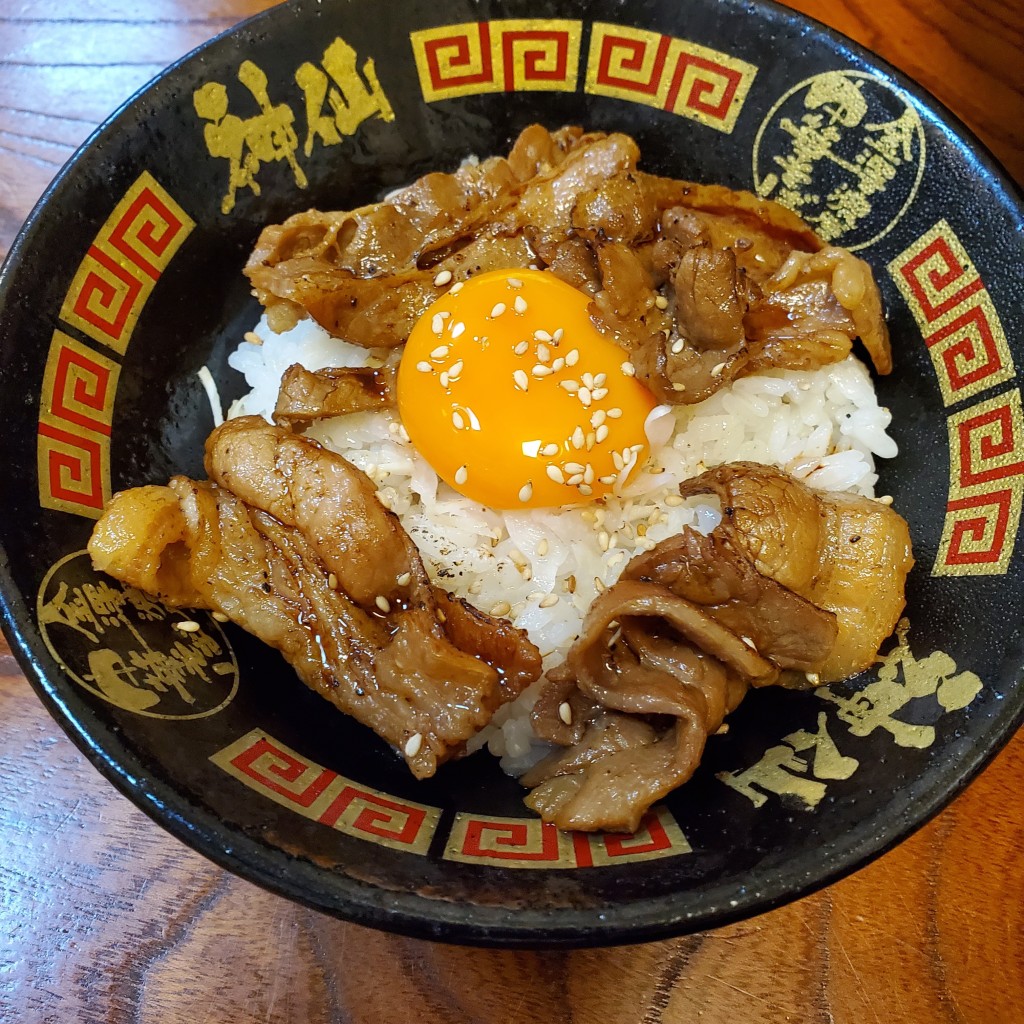 ユーザーが投稿したランチ豚玉丼の写真 - 実際訪問したユーザーが直接撮影して投稿した西念ラーメン / つけ麺金澤濃厚中華そば 神仙の写真