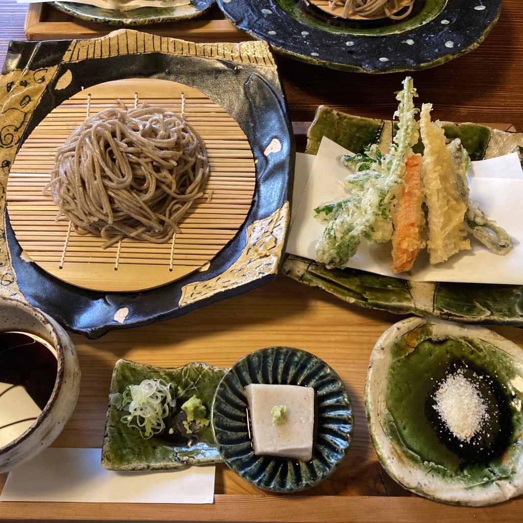 ユーザーが投稿した山菜天ぷらそばの写真 - 実際訪問したユーザーが直接撮影して投稿した西平そば全粒粉蕎麦 とき庵の写真