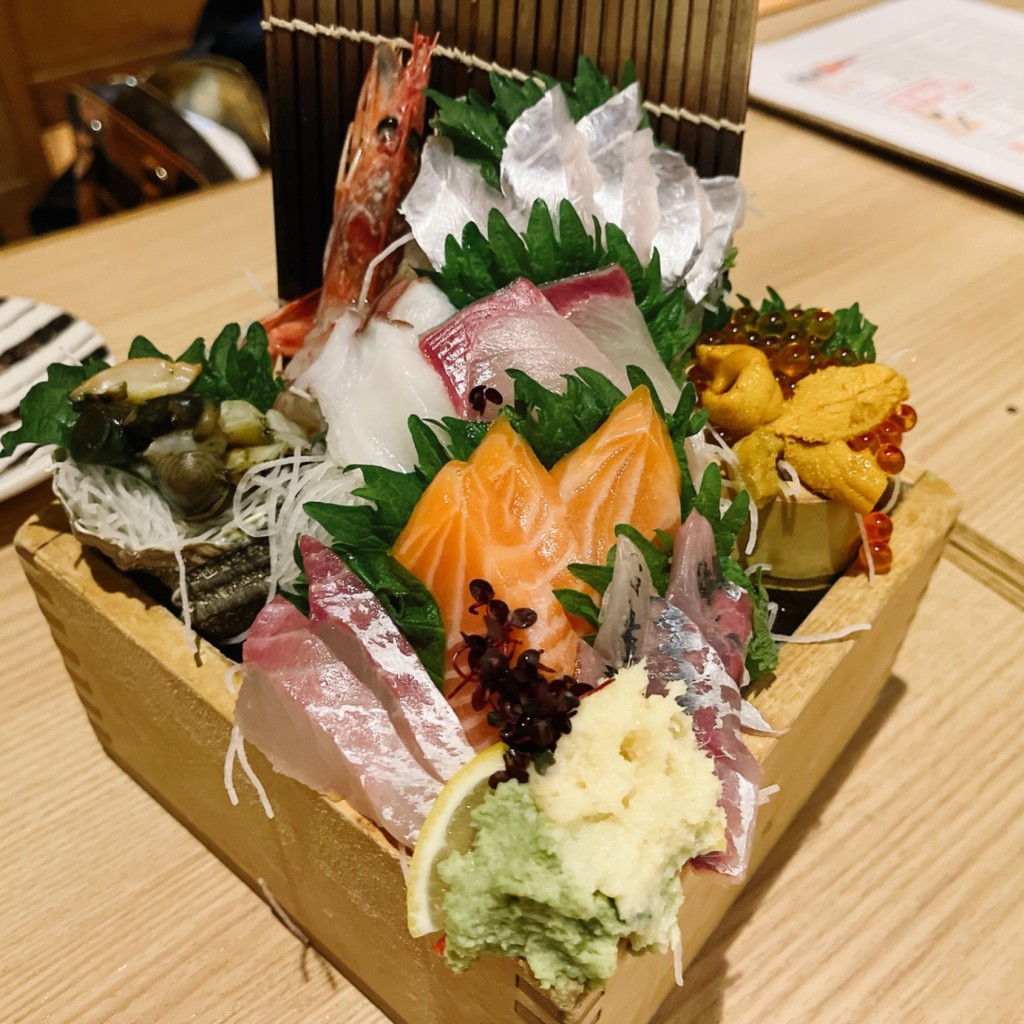 ユーザーが投稿した刺身10種桝盛りの写真 - 実際訪問したユーザーが直接撮影して投稿した中央町寿司寿司ろばた 八條の写真