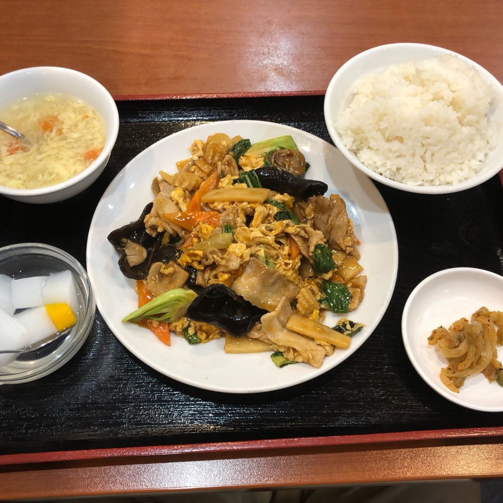 ユーザーが投稿した木耳玉子と豚肉(定食)の写真 - 実際訪問したユーザーが直接撮影して投稿した大森北中華料理中国家庭料理 你好 大森駅前店の写真