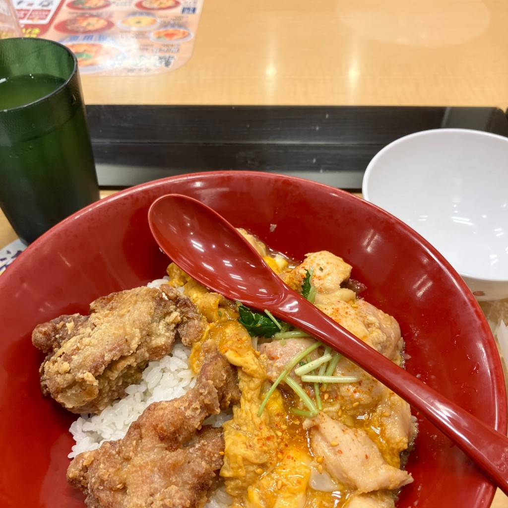 ユーザーが投稿した親子丼 唐揚げ丼の写真 - 実際訪問したユーザーが直接撮影して投稿した昭和町丼ものなか卯 昭和町店の写真