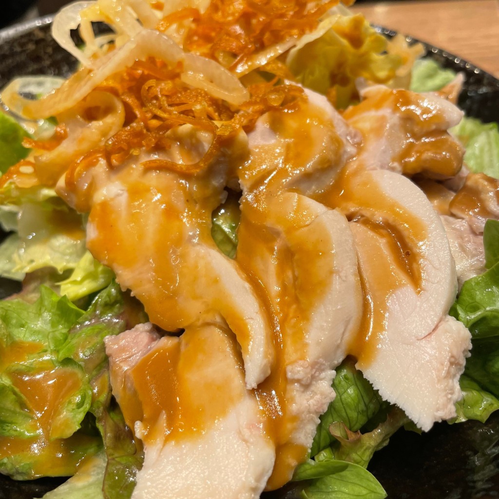 ユーザーが投稿した蒸し鶏のサラダの写真 - 実際訪問したユーザーが直接撮影して投稿した溝口餃子肉汁餃子のダンダダン 溝の口店の写真
