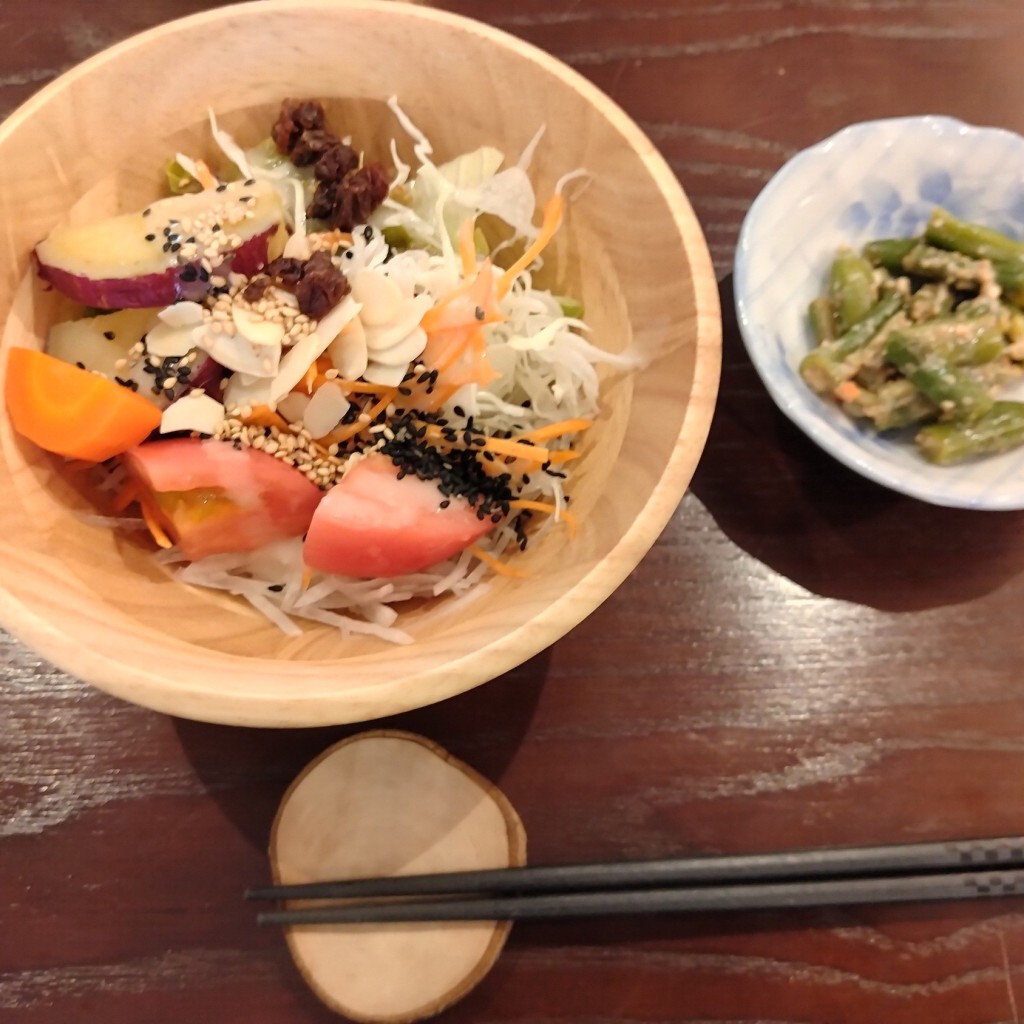 ユーザーが投稿した豆腐ハンバーグ定食の写真 - 実際訪問したユーザーが直接撮影して投稿した中その他飲食店真庭あぐりガーデンの写真