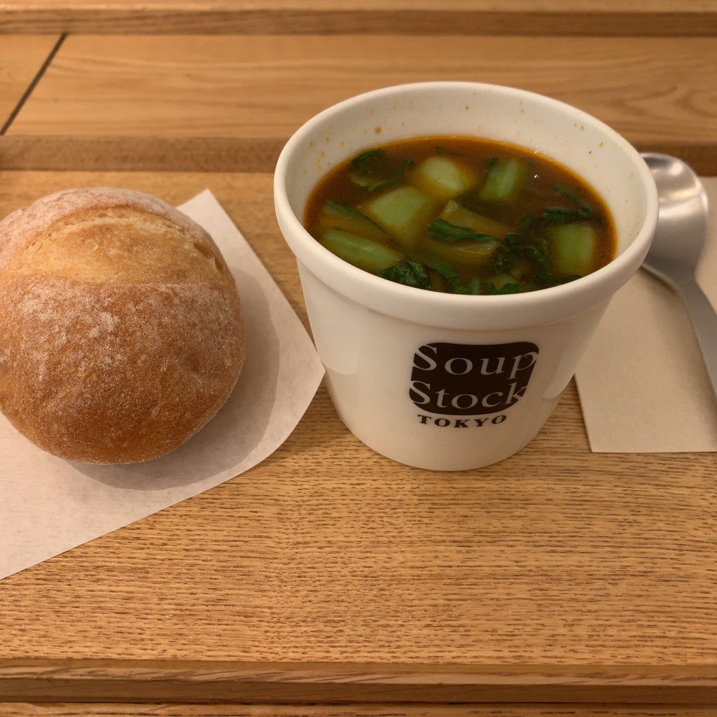 ユーザーが投稿した朝のスープセットの写真 - 実際訪問したユーザーが直接撮影して投稿した上大崎洋食Soup Stock TOKYO アトレ目黒店の写真