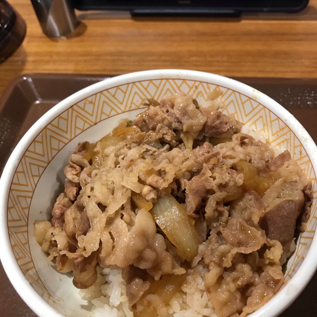 ユーザーが投稿した牛丼の写真 - 実際訪問したユーザーが直接撮影して投稿した博多駅前牛丼すき家 博多駅前二丁目店の写真