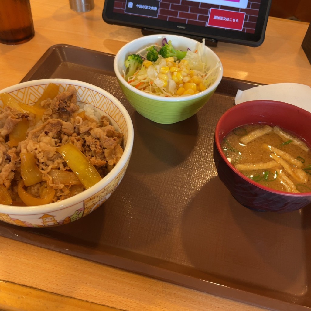 ユーザーが投稿した牛丼ランチセットの写真 - 実際訪問したユーザーが直接撮影して投稿した荏田町牛丼すき家 江田駅前店の写真