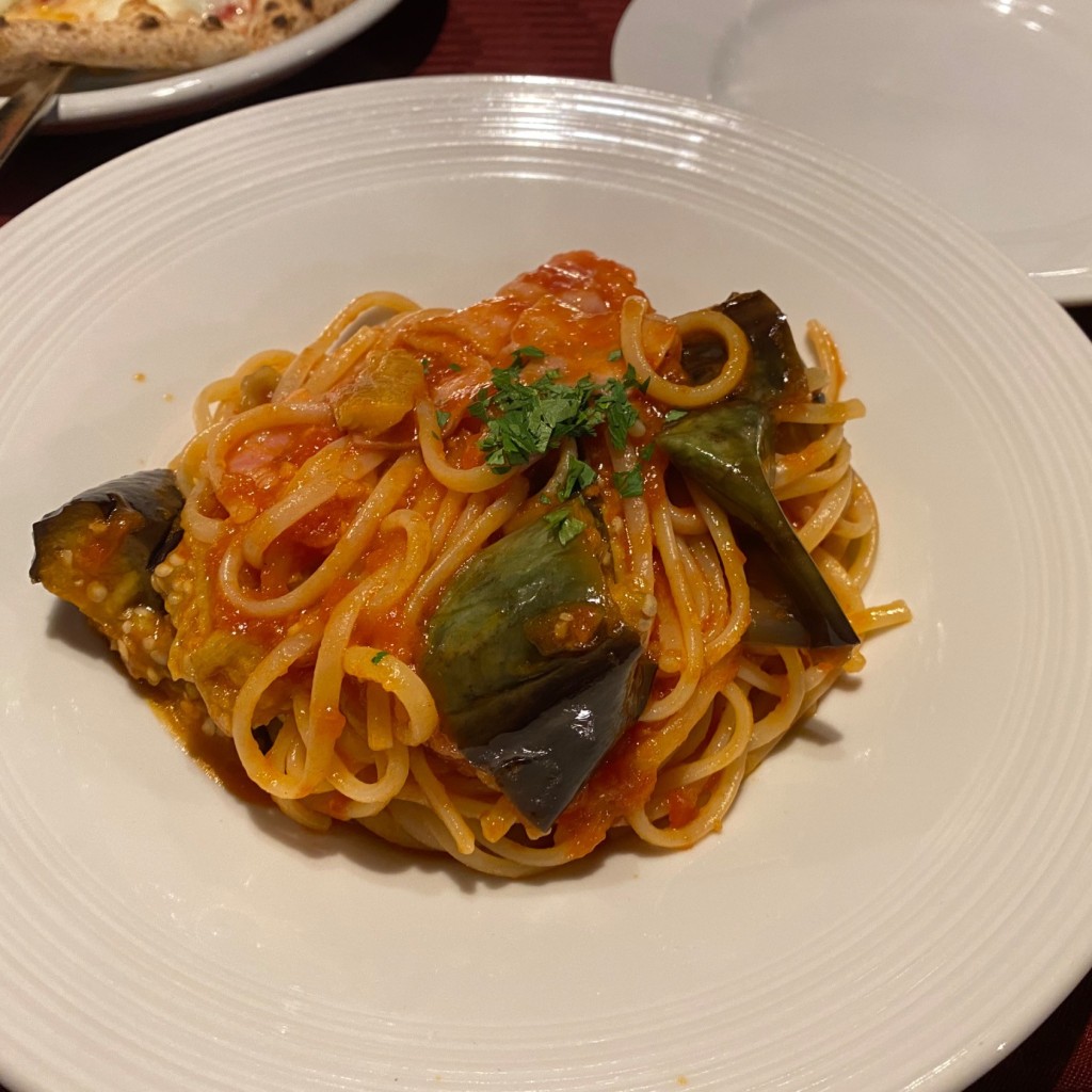 ユーザーが投稿したベーコンとナスのトマトソースの写真 - 実際訪問したユーザーが直接撮影して投稿した日蒔野イタリアン究極の生パスタ ロゼッタ福津の写真