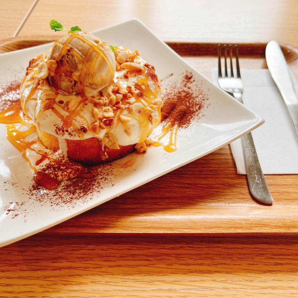ユーザーが投稿したキャラメルナッツ厚焼きパンケーキの写真 - 実際訪問したユーザーが直接撮影して投稿した弘西カフェガーデン カフェの写真