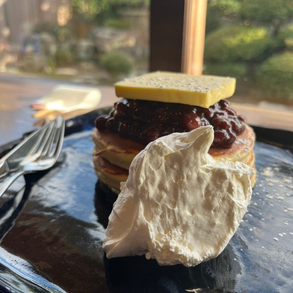 ユーザーが投稿したあんバターパンケーキの写真 - 実際訪問したユーザーが直接撮影して投稿した出島カフェパンケーキ ラボ 和の写真