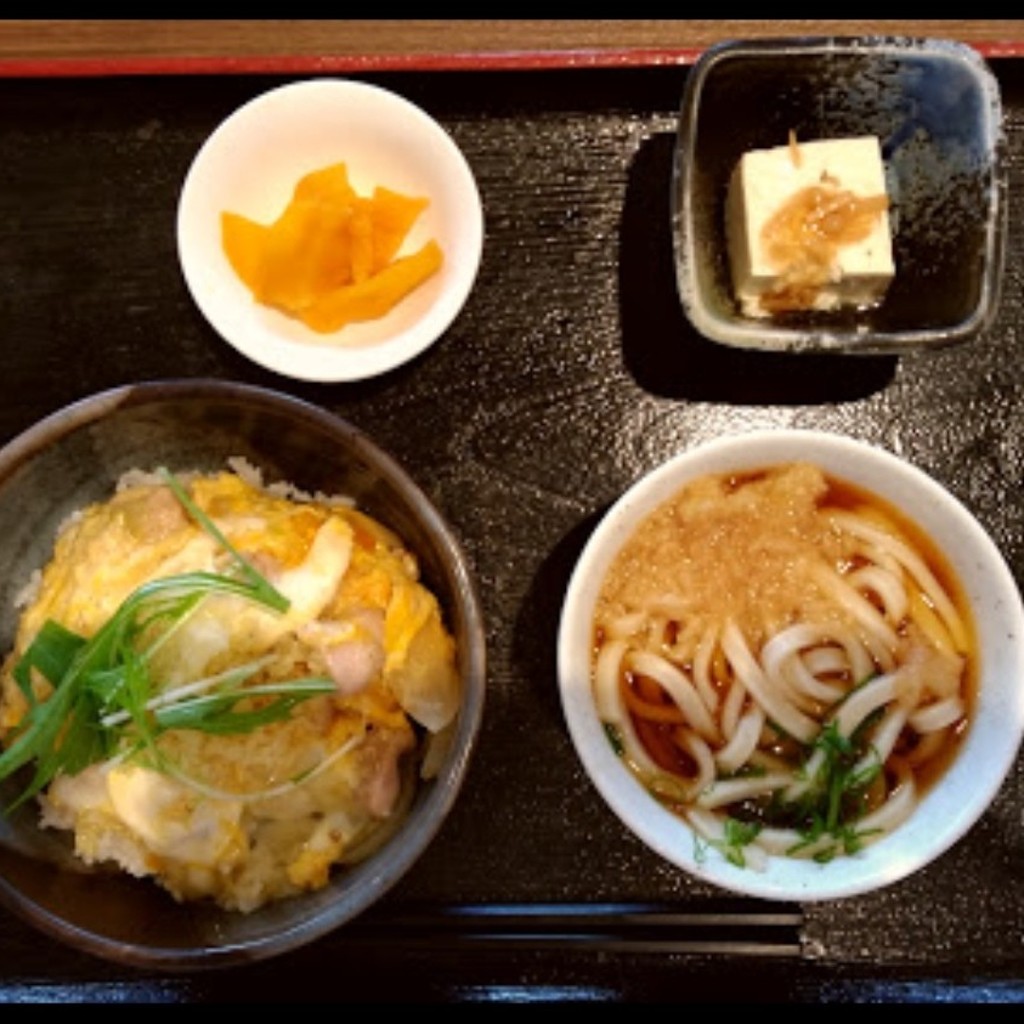 ユーザーが投稿した親子丼うどん定食の写真 - 実際訪問したユーザーが直接撮影して投稿した沼影居酒屋いちげん 武蔵浦和店の写真