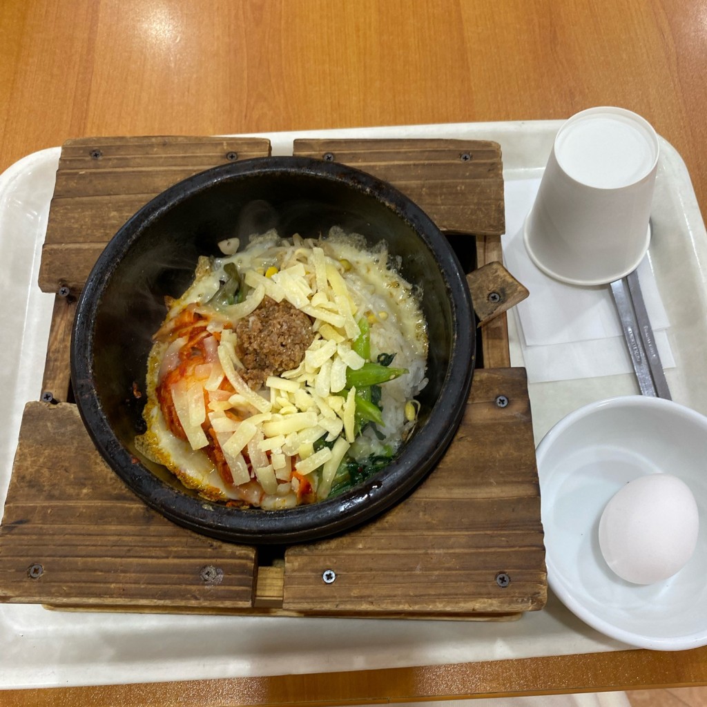 ユーザーが投稿したチーズ石焼ビビンバの写真 - 実際訪問したユーザーが直接撮影して投稿した中川韓国料理ミョンドンヤ フードコート小野田店の写真