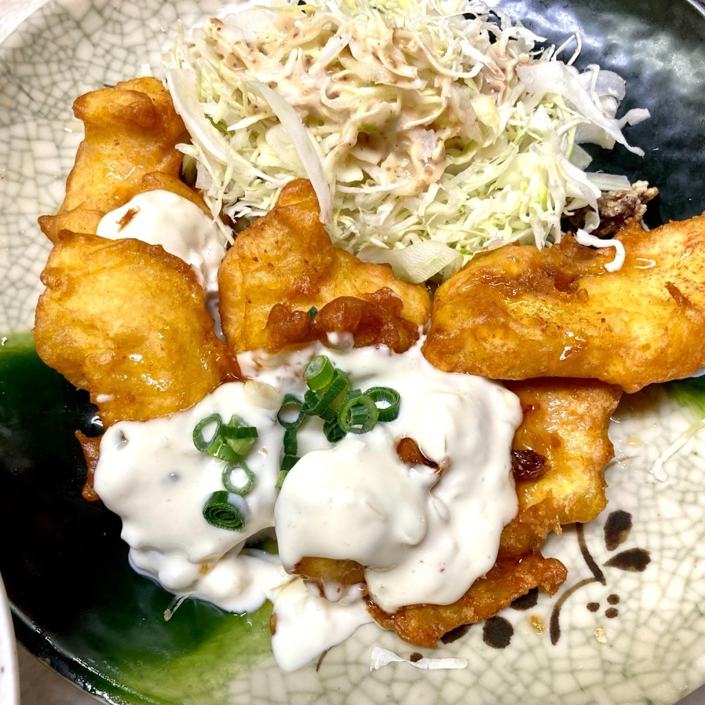 ユーザーが投稿した鶏天の定食の写真 - 実際訪問したユーザーが直接撮影して投稿した川津ファミリーレストラン華さん食堂 飯塚店の写真