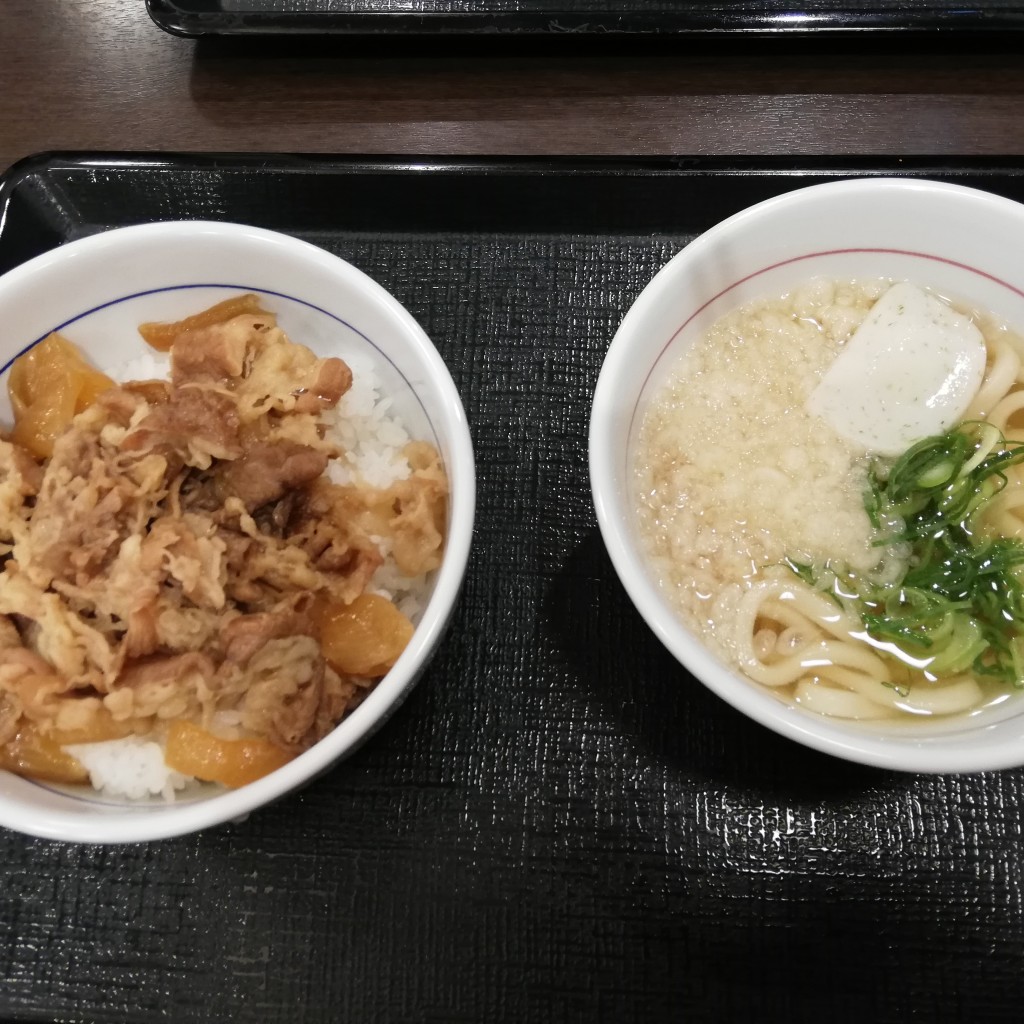 ユーザーが投稿した牛丼とはいからうどんの写真 - 実際訪問したユーザーが直接撮影して投稿した魚住町中尾丼ものなか卯 250号明石魚住店の写真